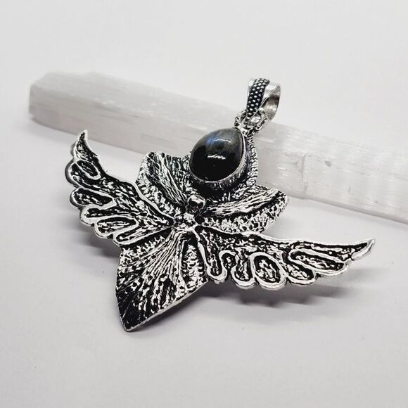 Labradorite Ethnic 925 Stamped Silver Handmade Fairy Fae Pendant Jewelry 2.56" - Picture 1 of 4